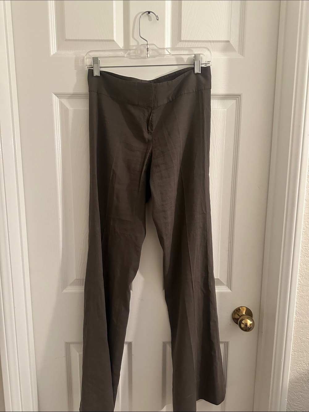 Theory Classic High-Rise Straight-Leg Pants in Olive Brown